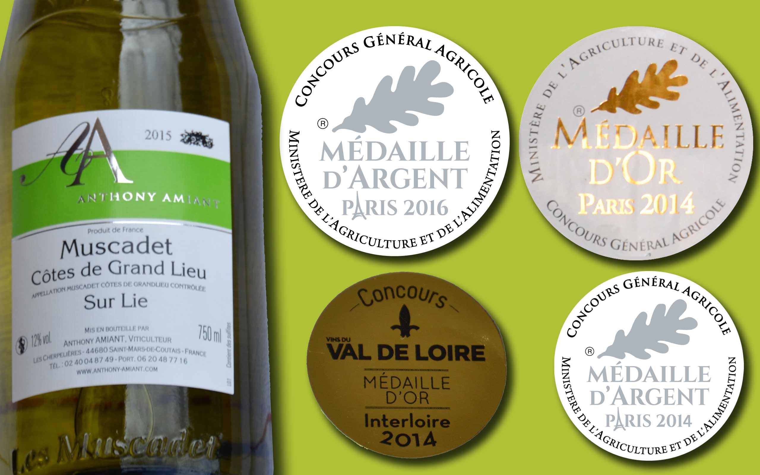 Muscadet Côtes de Grand Lieu sur lie primé en 2016 et 2014